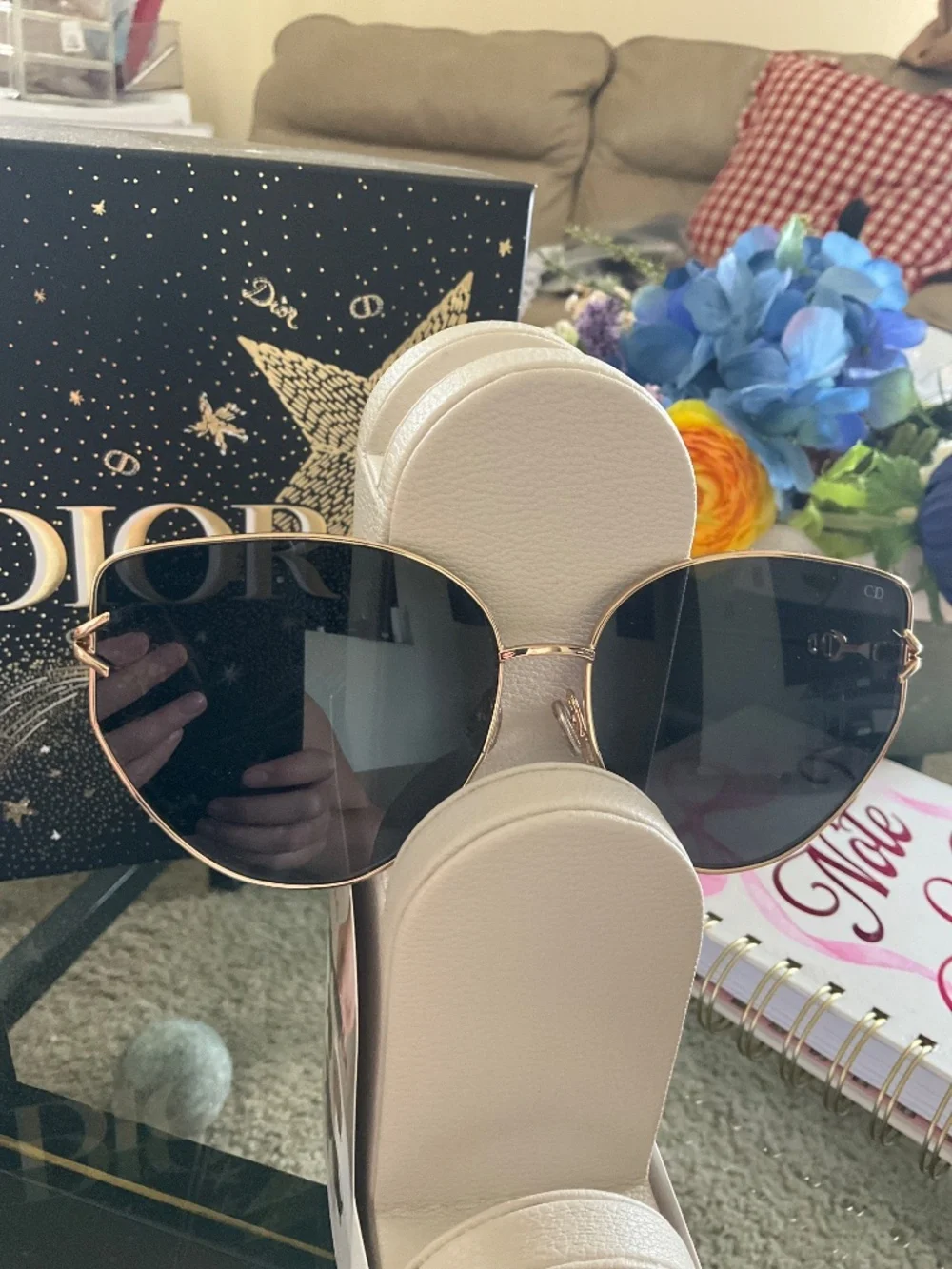 DIOR Gold Frame Gipsy 1 J5G2K Cat Eye Sunglasses - Picture 6 of 10